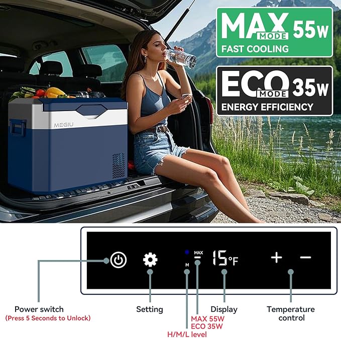 Car Fridge Portable 12V Refrigerator 32 Quart 12 Volt Freezer Compressor Cooler 12V/24V DC 110~240 V AC for Truck Van RV Camper SUV and Home Use