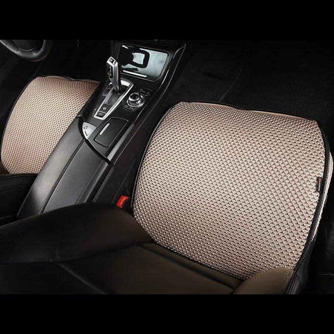 Auto Newer Breathable Universal Four Seasons Car Seat Covers, Luxury Include Front Car Seat Protector and RearCar Seat Cushion,Compatible with 95% Vehicles, Fit for Cars Truck SUV (Beige,3PCS)