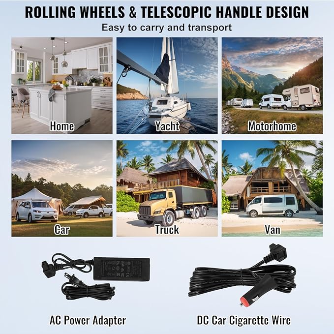 VEVOR Car Refrigerator, 12 Volt Car Refrigerator Fridge, 121.4QT Dual Zone Portable Freezer with Wheels and Handle, -4℉-68℉, 12/24V DC and 100-240V AC Compressor Cooler for Outdoor, Camping