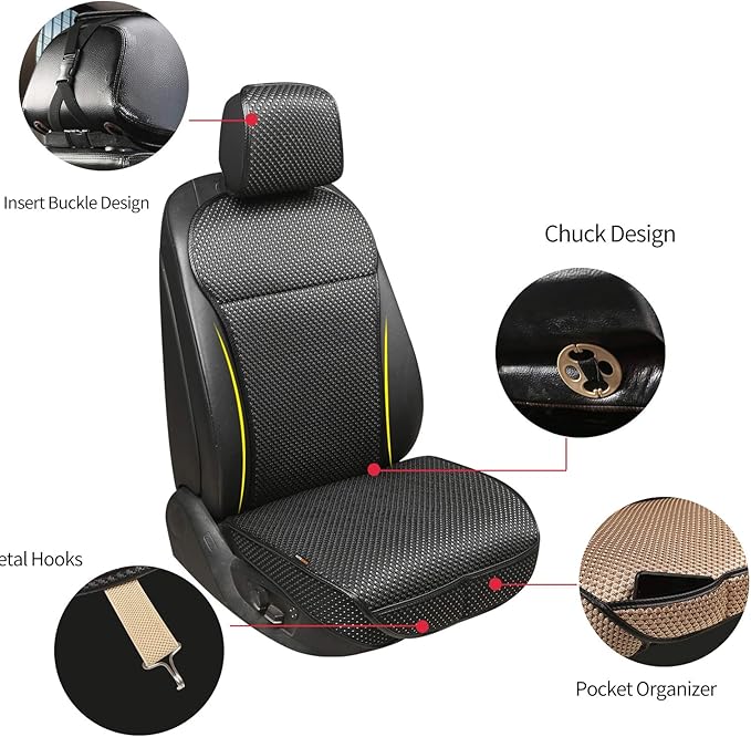 Auto Newer Luxury Breathable Car Seat Cover Fit Four Seasons, Universal Front of Car Seat Cushions, Bottom Seat Covers of Full Wrapped Edge,Universal Fit for 95% Cars,SUV(Black+Grey,2PCS)