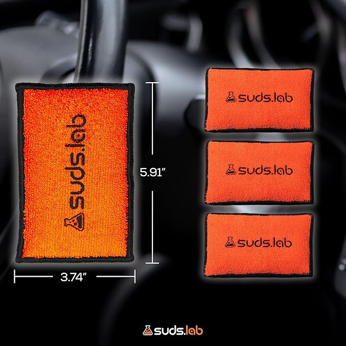 Suds Lab DS Microfiber Detailing Scrub Pad 3 Pack - Car Interior Cleaning & Detailing Microfiber Scrub Pads - Set of 3 - Safe On Leather, Vinyl, Plastic, Etc.