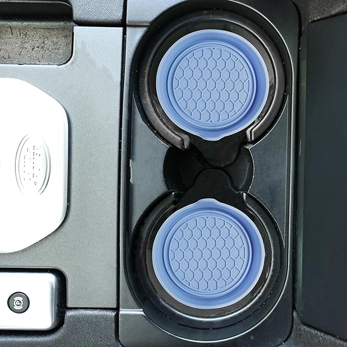 Amooca Car Cup Coaster Universal Automotive Waterproof Non-Slip Cup Holders Sift-Proof Spill Holder Car Interior Accessories 2 Pack Gray Blue
