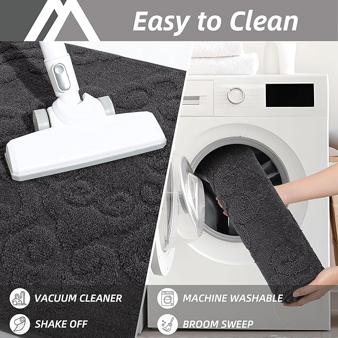 COSY HOMEER-Door-Mat-Non-Slip-Entryway-Rug 24”x36” Absorbent Welcome Mats Washable Dirt Trapper Door Mat Entrance Floor Mats for Front Back Doormats and Wet Shoes,Dark Grey