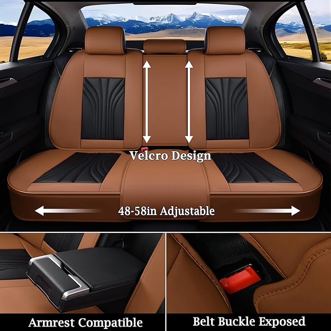 FLORICH Seat CoversFull Set, 5 Seats Universal Seat Covers for Cars, Nappa Leather Auto Seat Protectors, Front and Rear Seat Protector Car Seat Cushions Automotive Vehicle Cover for SUV Pick-up Truck