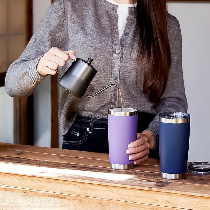 MEWAY 20oz Tumbler 12 Pack Double Wall Vacuum Insulated Travel Mug Bulk, Mix Color Stainless Steel Tumblers with Lid and Straw, Durable Powder Coated Coffee Cups for Cold & Hot Drinks(Color Mix, 12