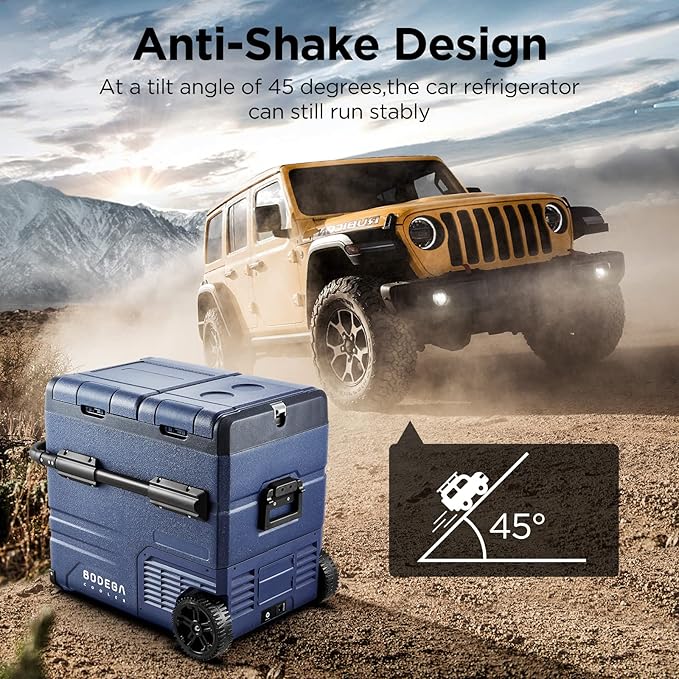 BODEGACOOLER 12 Volt Car Refrigerator,59 Quart (55L)12v Portable refrigerator,Car Fridge Freezer, -4℉-68 Car Cooler 12/24V DC and 100-240V AC for RV, Camping,Travel,Dual Zone With APP Control(2 Doors)