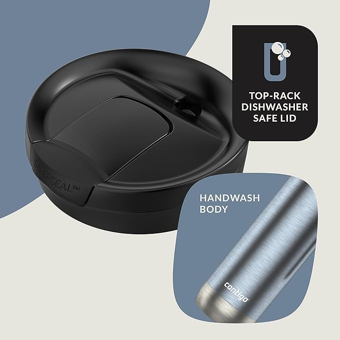 Contigo Superior 2.0 Stainless Steel Travel Mug with Handle Leak-Proof Lid Double-Wall Insulation for Hot & Cold Beverages, 20oz ,Dark Ice, Ideal for Commuting and Travel