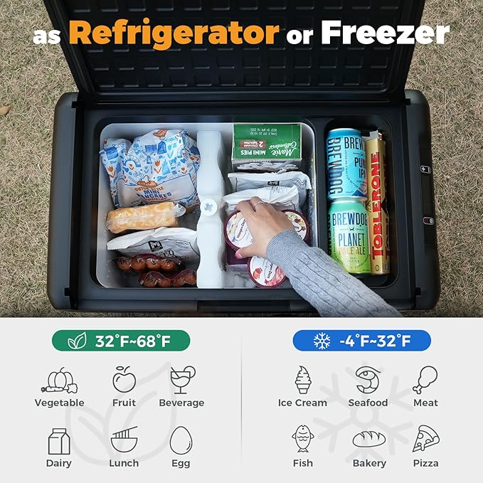 Setpower RF25 12V Refrigerator 27 Quart Portable Electric Cooler for Vehicles Car Freezer With 12/24V DC Car Refrigerator 12V Portable Fridge for Car Camping Truck Van RV SUV Road Trip Travel