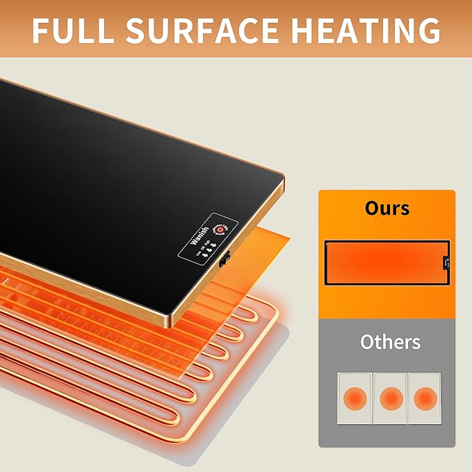 Electric Warming Tray (Extra Long 59”x12”),Commercial Food Warmers for Parties Buffet & Gathering, Warming Mat for Food with Thermostat, Tempered Glass Food Warming Mat with Adjustable Temperature