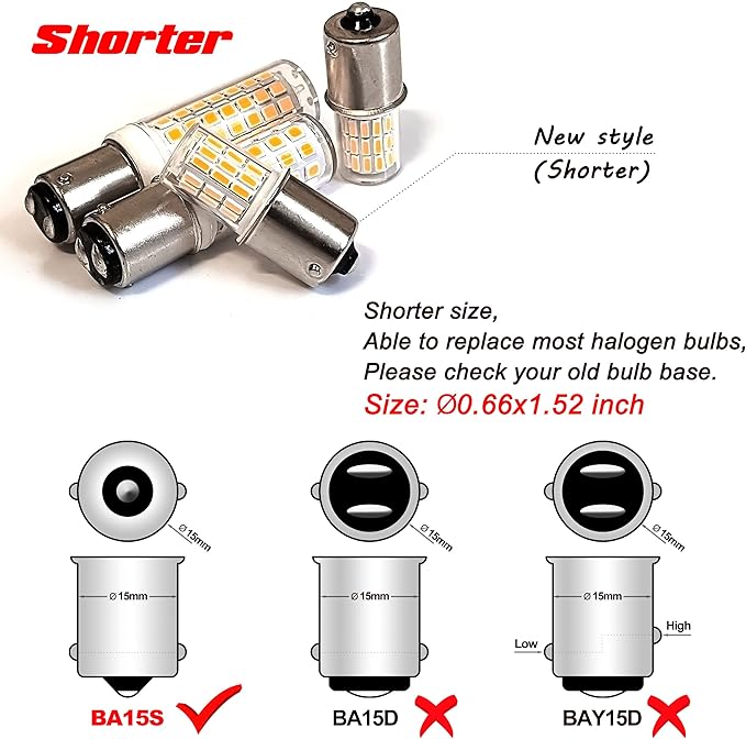 BA15S Led 12V Landscape RV Camper Interior Light Bulbs, 1156 1141 2700k Warm White,DC Bayonet Single Contact Base BA15S Bulbs for Marine Boat Trailer Lights,5 Pack