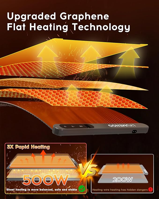 Warming Mat For Food 500W Graphene High-Tech 5s Rapid Food Warming Mat,6-Temp And 6h Timer Food Warmer,Auto Shut Off Chafing Dishes For Buffet,Roll Up Food Warmers For Parties Buffet Grey