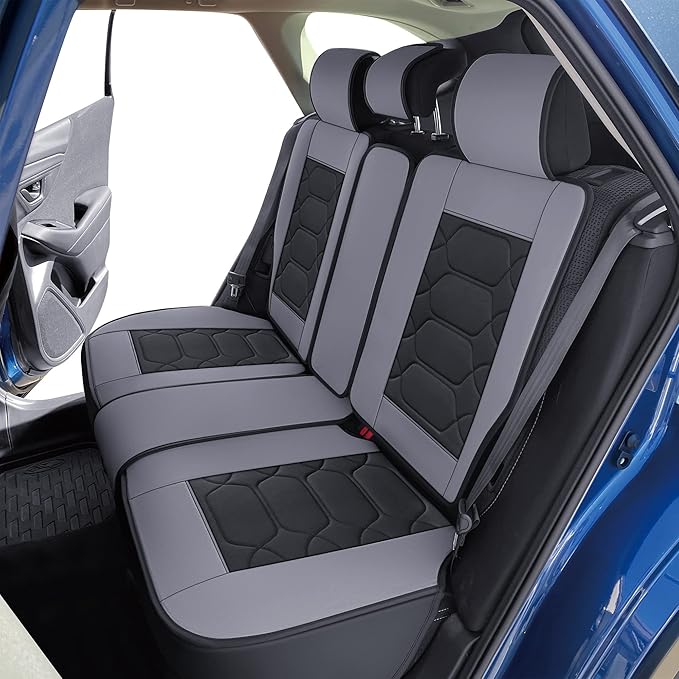 OASIS AUTO Custom Fit Seat Covers for Forester/Outback/Legacy/Impreza/Crosstrek 2010-2025, Waterproof Durable Faux Leather Seat Protector Cushion (Full Set, Gray)