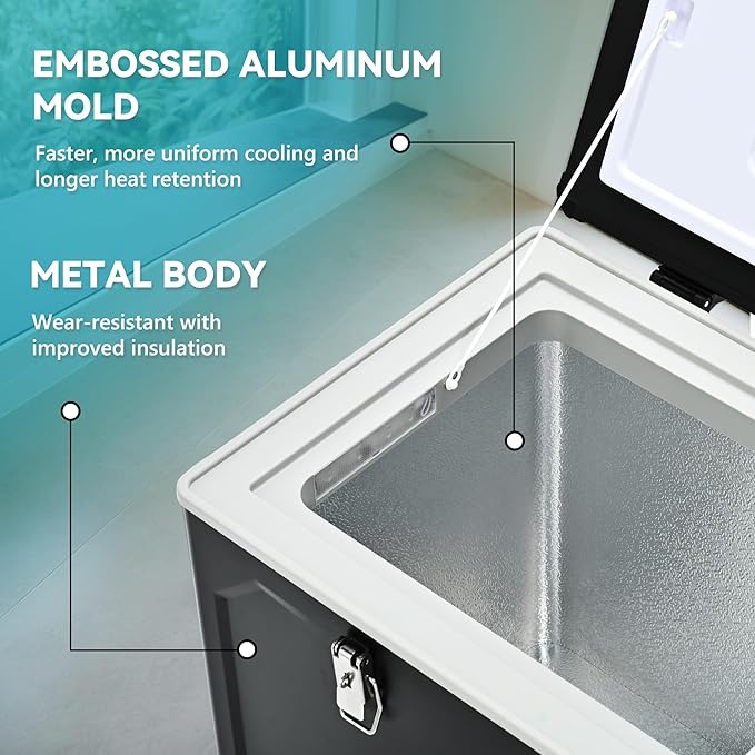 EUHOMY 12 Volt Refrigerator, 48QT Electric Cooler Powered by SECOP, Car Refrigerator -4℉~68℉, 12V Fridge 12/24V DC 110-240V AC, Portable Freezer for Camping, Boat,Travel
