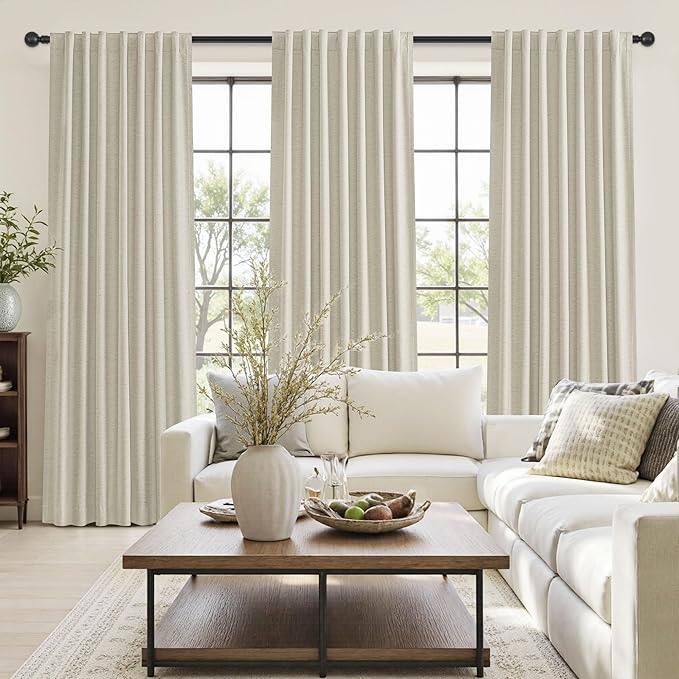 UHITECH Blackout Curtains 72 Inches Long for Bedroom 2 Panels Set 100% Black Out Curtain for Living Room Darkening Drapes Natural Beige Drapes Neutral Thermal Insulated