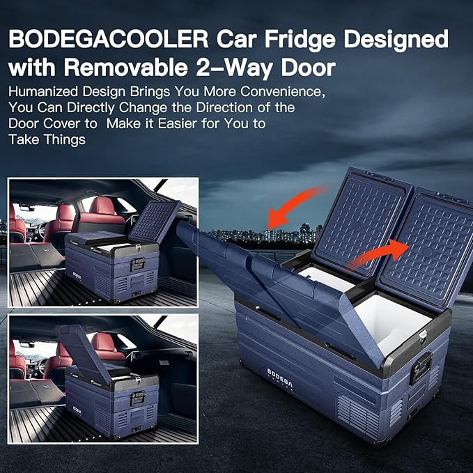 BODEGACOOLER 12 Volt Car Refrigerator, RV Car Fridge Dual Zone APP Control, Portable Freezer,75 Quart(72L) -4℉-68℉ RV Electric Cooler 12/24V DC and 100-240V AC for Outdoor,Camping,Travel