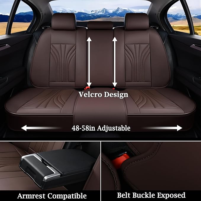 FLORICH Car Seat Covers, Leather Seat Covers Full Set, 5 Seats Universal Seat Covers for Cars, Waterproof Automotive Seat Protectors, Coffee Car Seat Cushions Car Accessories for Most Cars Trucks SUV