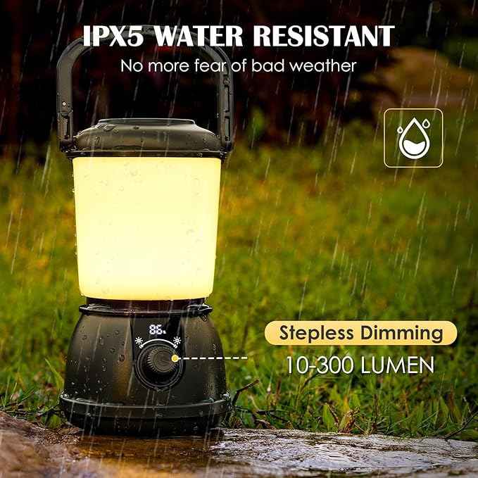 LED Camping Lantern Rechargeable, 5200mAh Camping Lights up to 150 Hours & 5 Light Modes, IPX5 Waterproof, Camping Tent Light for Power outages, Hurricane, Hiking, Emergency, and Home