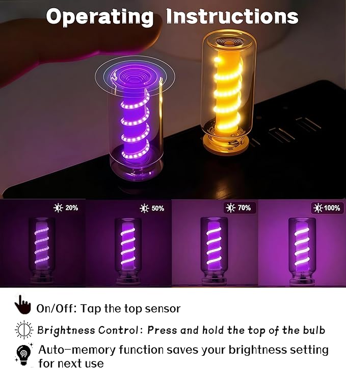 2 PCS USB Car Interior Lights, Touch Dimmable, Mini Retro Glass Bottle Design Suitable for Cars, Bedrooms, Corridors and Camping (Purple)