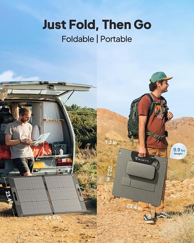 BLUETTI EB3A Solar Generator with 100W Solar Panel Included (Ships Separately), 268Wh Portable Power Station w/ 2 600W (1200W Surge) AC Outlets, LFP Backup for Outdoor Camping, Trip, Power Outage