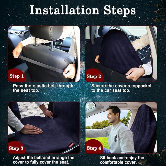Car Seat Towel Cover, 2pcs Universal Front Seat Protector for Cars, SUVs and Trucks, Sweat Towel Car Seat Cover for Gym, Yoga, Swimming, Pets and Family Travel, Navy