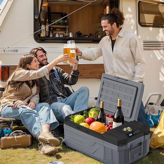 YELLOW JACKET 12 Volt Car Refrigerator, 16 Quart Electric Cooler, Portable Car Fridge for Outdoor Camping Travel, 12V/24V DC 110~240 Volt AC Refrigerator for Truck RV Home Office,-4℉-68℉