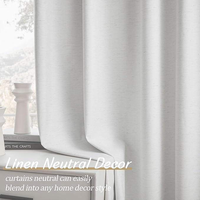 UHITECH Natural Blackout Curtains for Bedroom Living Room Darkening Drapes Black Out Curtain 63 Inches Length 2 Panels Set Thermal Linen Natural Drapes for Windows