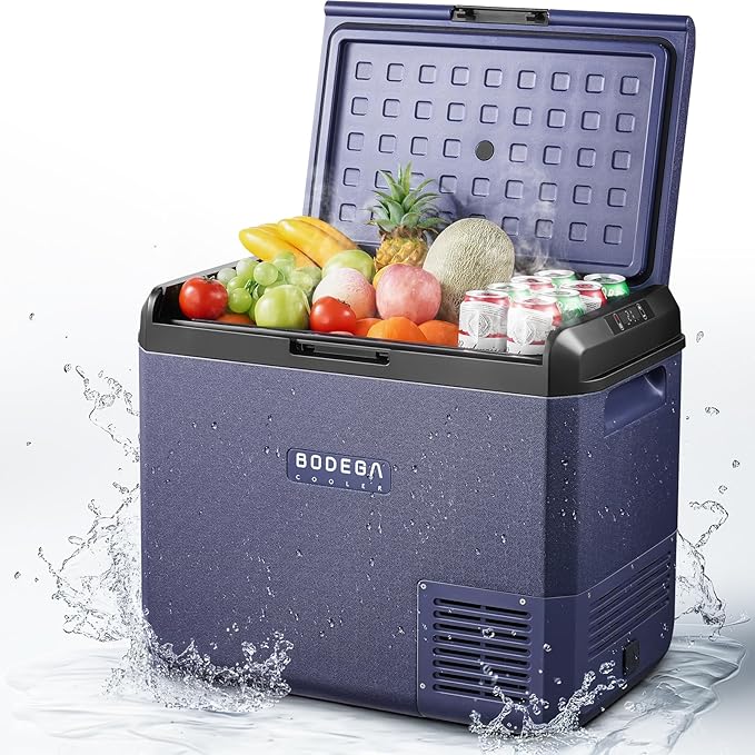 BODEGACOOLER 12v Car Refrigerator, 63QT(60L) IPX4 Waterproof Electric Cooler, APP Control Car Fridge with 12/24V DC 110-240V AC, -4โ~68โ, Portable Freezer for Truck Van RV Camping, Travel,Home