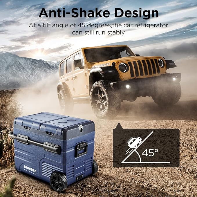 BODEGACOOLER 12V Portable Refrigerator,48 Quart(45L) Car Fridge,RV Car Refrigerator,Portable Fridge Freezer, -4℉-68 Cooler APP Control 12/24V DC and 100-240V AC for Car,Travel(2 Doors)