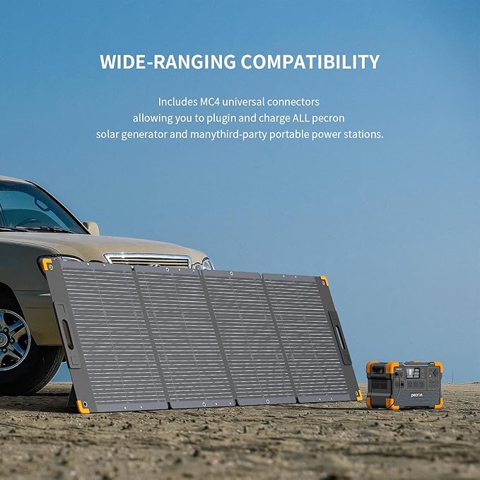 pecron 300 Watt Solar Panel, Portable Solar Panel for Power Station, High Efficiency Panel Foldable, IP67 Waterproof Power Supply for Camping, RV, Outdoor, Off Grid System