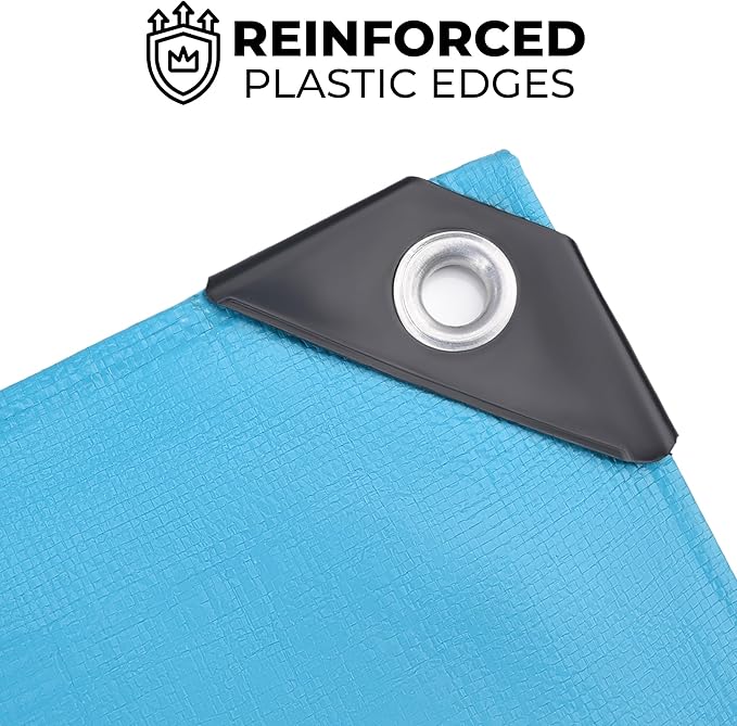 Tarps Heavy Duty Waterproof 20x20-12 mil Thick Camping Tent - Blue Tarp 20x20 UV Resistant, Rip & Tear Proof with Metal Grommets – Multipurpose Use for Camping, Tent, Boat, RV, Car, & Pool Cover