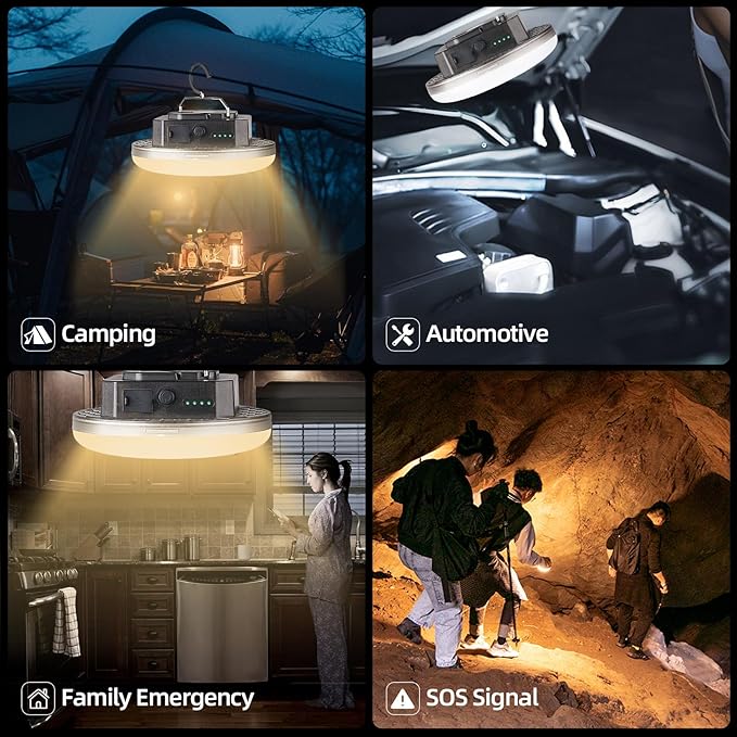 Transparent Portable Rechargeable LED Camping Lights,Waterproof Outdoor Light with 5000Lm,Super Bright Hanging Lanterns for Tents, Canopies & Outdoor Emergencies(Infinitely dimmable)