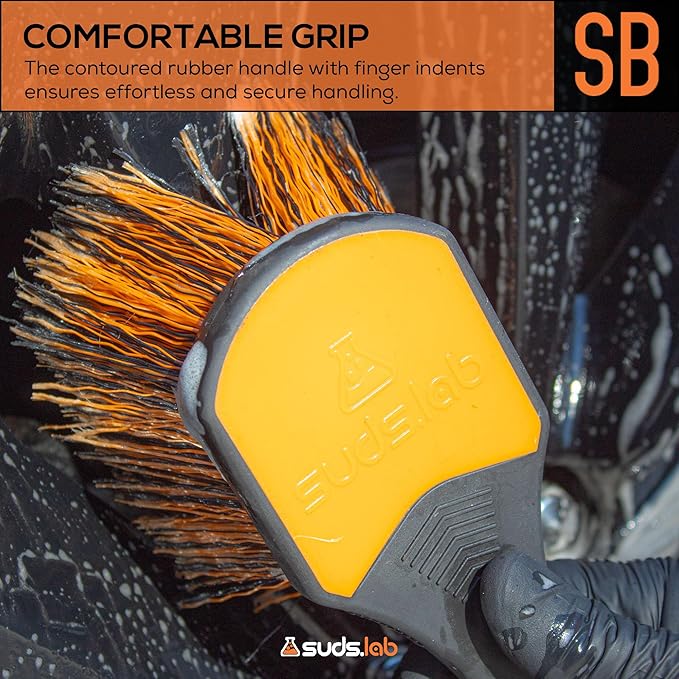 Suds Lab Wheel Spoke Brush Rubberized Handle Soft Bristle Car Detailing Wheel Brush, Rim, Wheel, Dust Cleaner Brush