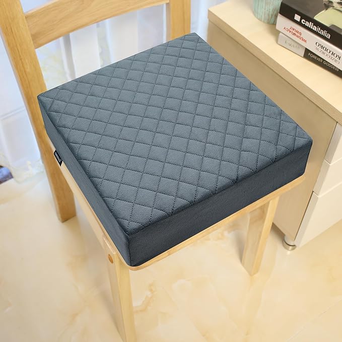 16x16x5 Medium-Soft Memory Foam Seat Cushion for Home, Office, Car, Wheelchair – Plush Comfort & Joint Pain Relief – Washable Velvety Cover with Waterproof Layer & Non-Slip Base – Gray