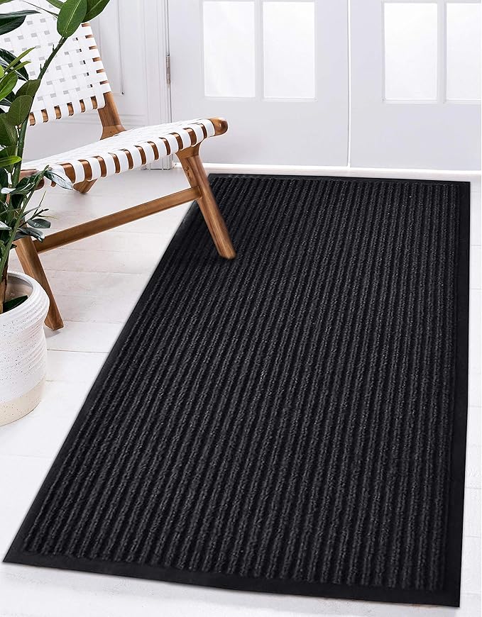 MaxMat® Extra Large Commercial Floor Mat, 3 x 5 Feet Heavy Duty, Waterproof, Low-Profile, Easy to Clean, Rubber Entry Mat (RIB0035BL, Black)
