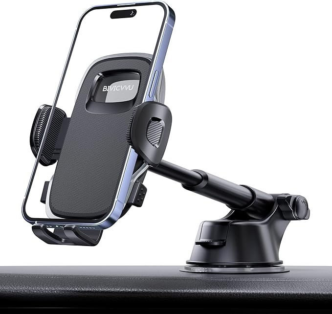 Car Phone Holder, Phone Holders for Your Car Dashboard Windshield, 360° Adjustable (4.8-7") Telescopic Arm, Suction Cup Cell Phone Holder for Truck Cradles Universal Car Mount for All Smartphones