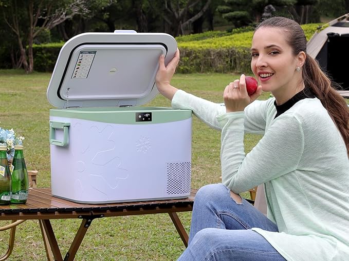 Car Refrigerator, Portable 12V Fridge 19 Qt (18 L) 12 Volt Freezer Compressor Cooler 12V/24V DC 110~240 V AC for Truck Van RV Camper SUV and Home Use -18℃~+15℃