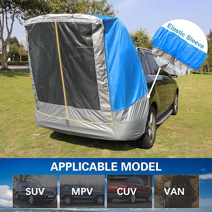 SUV Tent Car Awning, UPF 50++ with Portable Waterproof Storage Bag, Tear-Resistant, Large Space, Good Vision, Smooth Ventilation, Suitable for Outdoor Beach Camping Auto Canopy Shade…