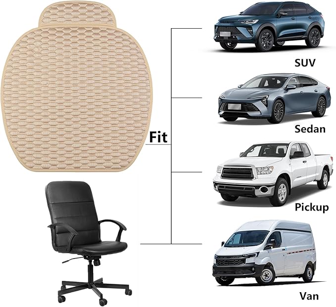 Car Seat Covers Cushion Pad,2PCS Front Bottom Seat Covers for Cars,Super Breathable,Storage Bags,Anti-Slip,Universal Automotive Seat Covers Fit for Most Sedans SUV Pick-up(2Pcs Beige)