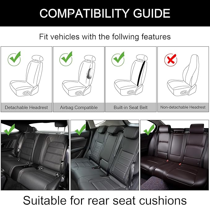 2PCS Leather Car Seat Covers, Front Seat Covers with Steering Wheel Cover and Two Seat Belt Pads, Waterproof Seat Protector for Cars Universal Fit 95% Vehicles (Black)