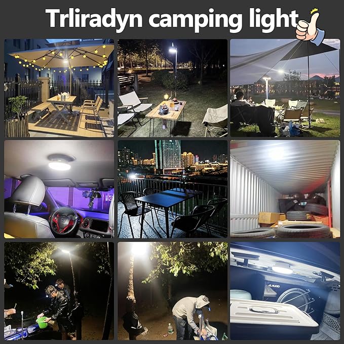 10000mAh Rechargeable Hanging Tent Light with Magnet, 30W 4000LM LED 3 Color Lighting Modes (Remote) Camping Lantern, Portable IPX5 Waterproof LED Flashlight for Emergency & Gift