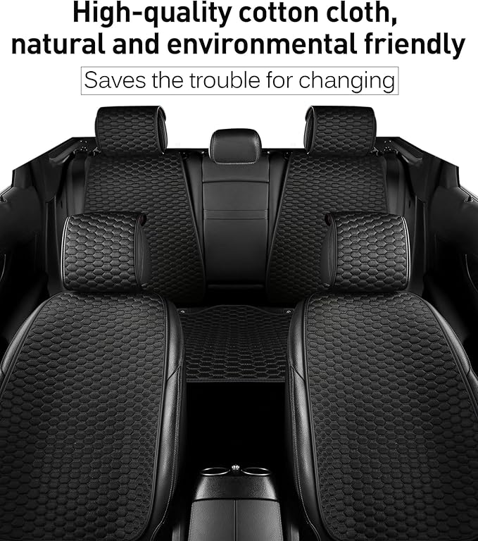 Car Seat Covers Cushion Pad,2PCS Front Bottom Seat Covers for Cars,Super Breathable,Storage Bags,Anti-Slip,Universal Automotive Seat Covers Fit for Most Sedans SUV Pick-up(2Pcs Black)