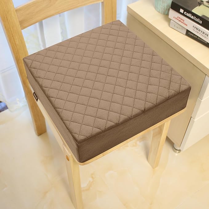 16x16x5 Medium-Soft Memory Foam Seat Cushion for Home, Office, Car, Wheelchair – Plush Comfort & Joint Pain Relief – Washable Velvety Cover with Waterproof Layer & Non-Slip Base – Brown