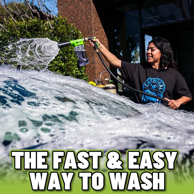 Chemical Guys Foam Blaster 6 Foam Car Wash Gun and Chenille Premium Scratch-Free Microfiber Wash Mitt, Lime Green - (Car Wash Foamer Connects to Any Garden Hose) EQP365 (2 Items)