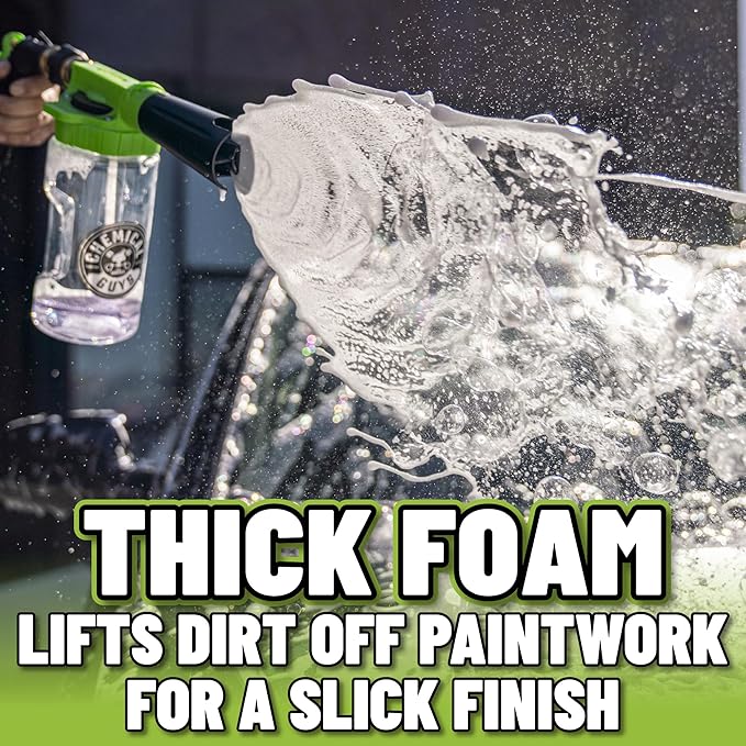 Chemical Guys Foam Blaster 6 Foam Car Wash Gun and Chenille Premium Scratch-Free Microfiber Wash Mitt, Lime Green - (Car Wash Foamer Connects to Any Garden Hose) EQP365 (2 Items)