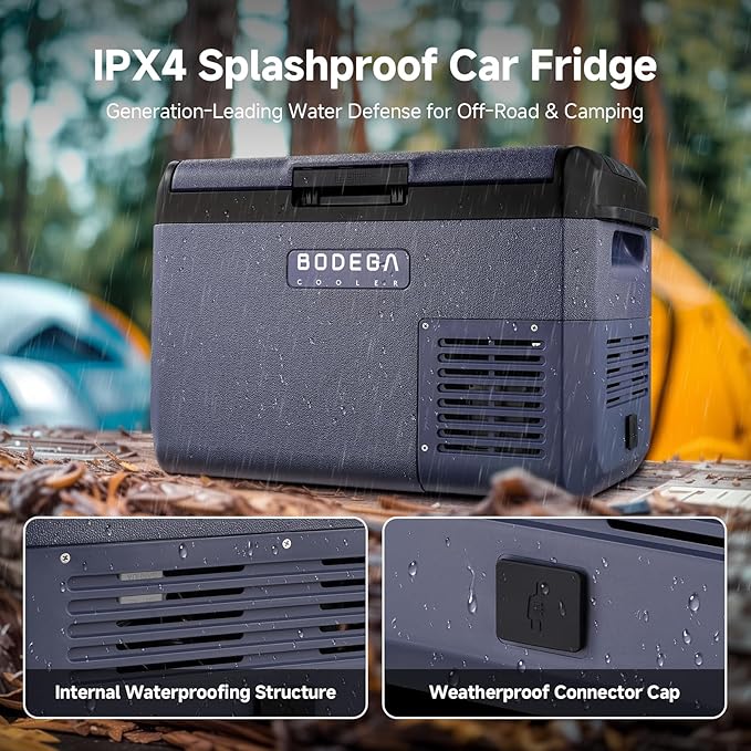 BODEGA 12 volt Car Refrigerator - 26QT(25L) Portable Freezer IPX4 Waterproof Car Fridge Ultra-Quiet Electric Cooler for Truck Van Camping Road Trips Travel 12/24V DC 110~240 Volt AC,-4℉~68℉
