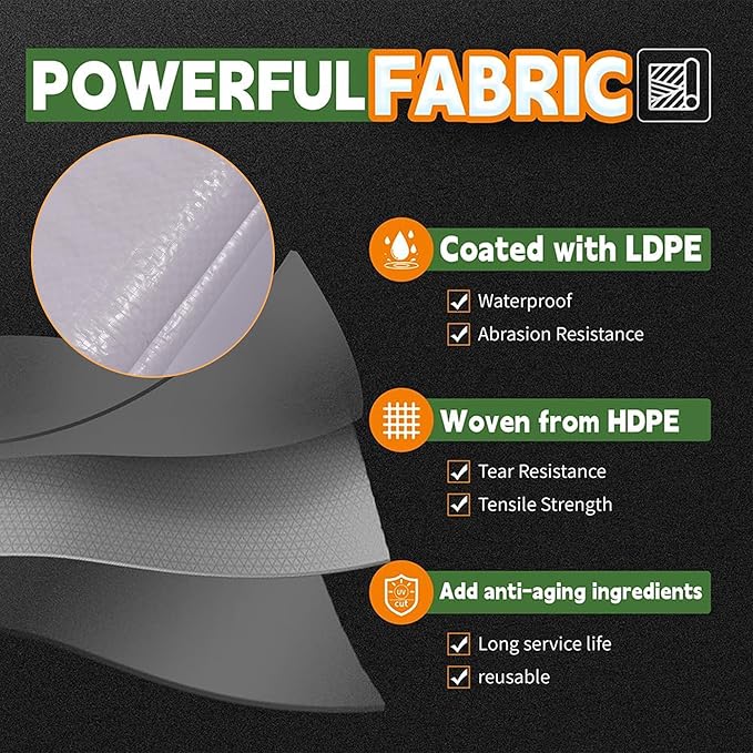 RAINDEWAY Tarps 14x14 Feet Tarp Waterproof,7Mil Thick,Finished Size,UV Resistant,Multipurpose Poly Tarp Cover with Metal Grommets and Reinforced Edges,White Tarps