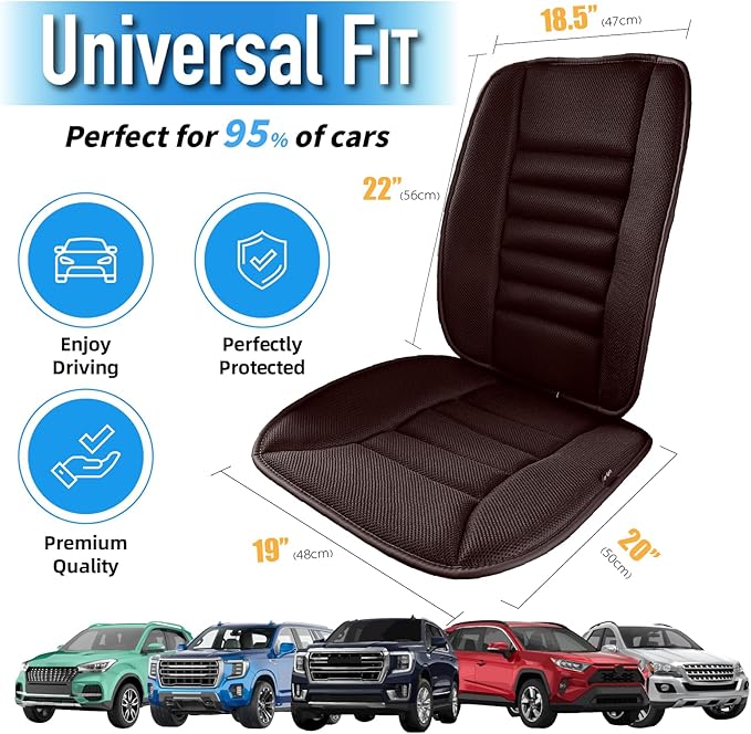 Memory Foam Car Seat Cushion with Lumbar Support Pillow, Memory Foam Driving Pillow for Back-Sciatica Pain Relief, Auto Pad Suitable for Car, Truck, SUV - 4D Mesh Brown