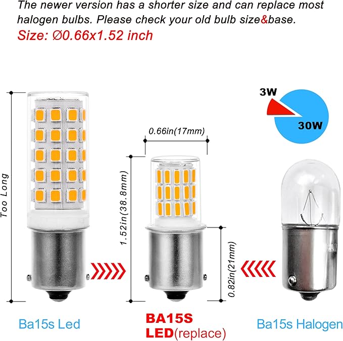 BA15S Led 12V Landscape RV Camper Interior Light Bulbs, 1156 1141 2700k Warm White,DC Bayonet Single Contact Base BA15S Bulbs for Marine Boat Trailer Lights,5 Pack