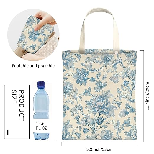 Cute Car Trash Can, Hanging Canvas Car Back Seat Organizer and Storage Bag, Funny Car Trash Bag For Travelling, Outdoor Watercolor Blue Flower