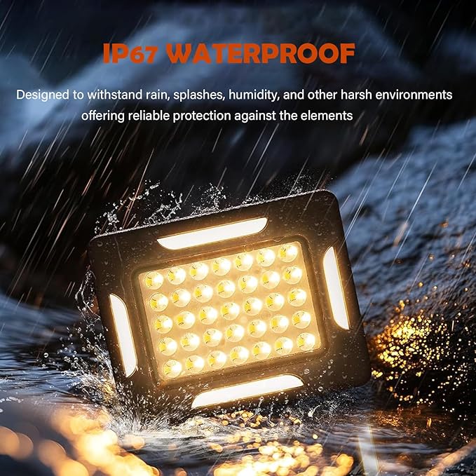LED Solar Portable Camping Lights with Magnetic dimmable, 2000LM Solar Rechargable Camping Lanten with Stand, IP67 Wateproof, 5 Light Modes Portble Flood Light,Work Lights for Indoor Outdoor